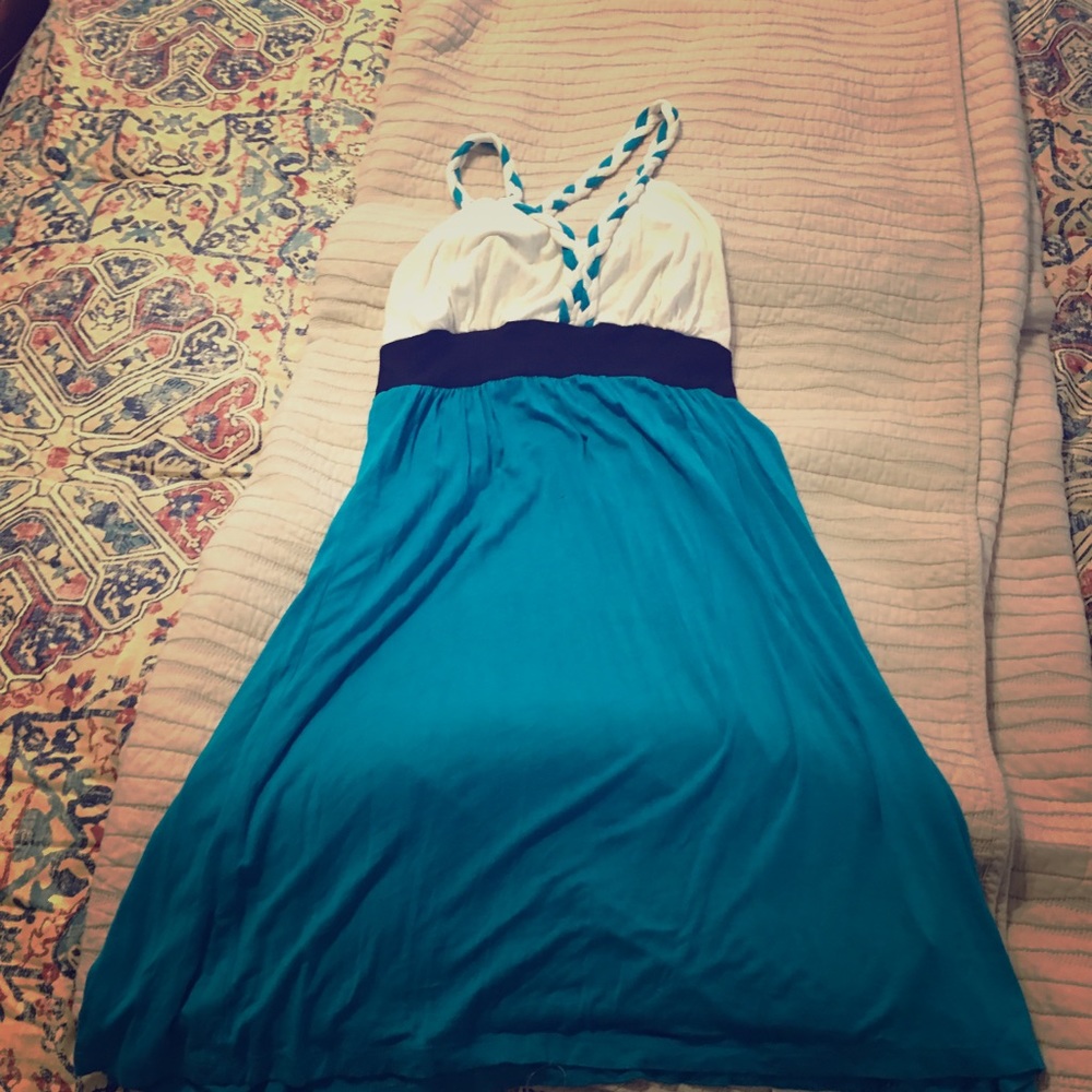 Blue and white summer dress